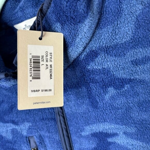 Peter Millar Crown Micro Shearling Fleece Vest Atlantic Blue camo print L NWT - Picture 6 of 7